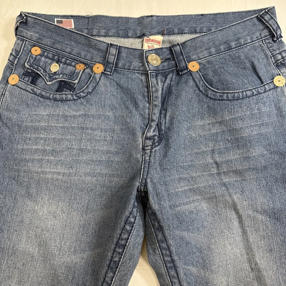 TRUE STRAIGHT RELIGION MEN 36X34 VTG  STYLE 24-870BRBTE Skull PATCH USA JEANS